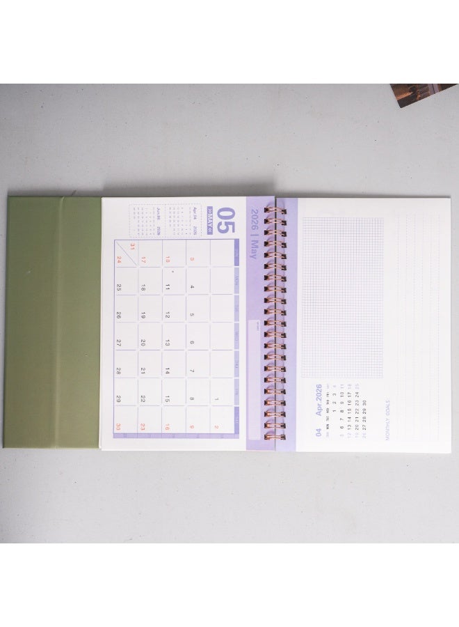 نيمبوت تقويم مكتب 2026 من،تقويم مكتبي صغير قائم بذاته، 2025/07-2026/12، تقويم مكتبي شهري، ورق سميك، غلاف مزدوج الأسلاك، مناسب للمنزل أو المكتب (أخضر) - Image 5