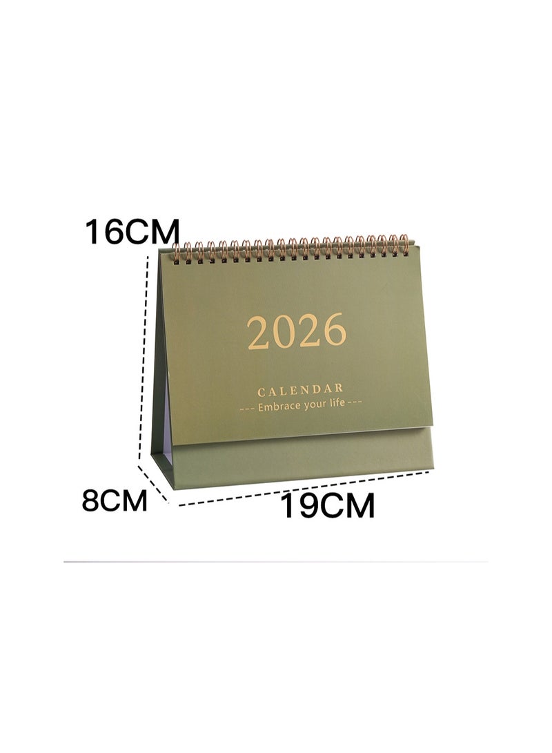 نيمبوت تقويم مكتب 2026 من،تقويم مكتبي صغير قائم بذاته، 2025/07-2026/12، تقويم مكتبي شهري، ورق سميك، غلاف مزدوج الأسلاك، مناسب للمنزل أو المكتب (أخضر) - Image 2