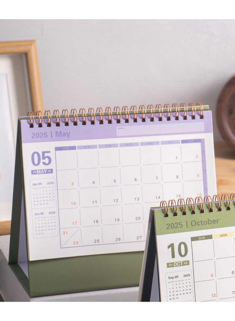 نيمبوت تقويم مكتب 2026 من،تقويم مكتبي صغير قائم بذاته، 2025/07-2026/12، تقويم مكتبي شهري، ورق سميك، غلاف مزدوج الأسلاك، مناسب للمنزل أو المكتب (أخضر) - Image 4