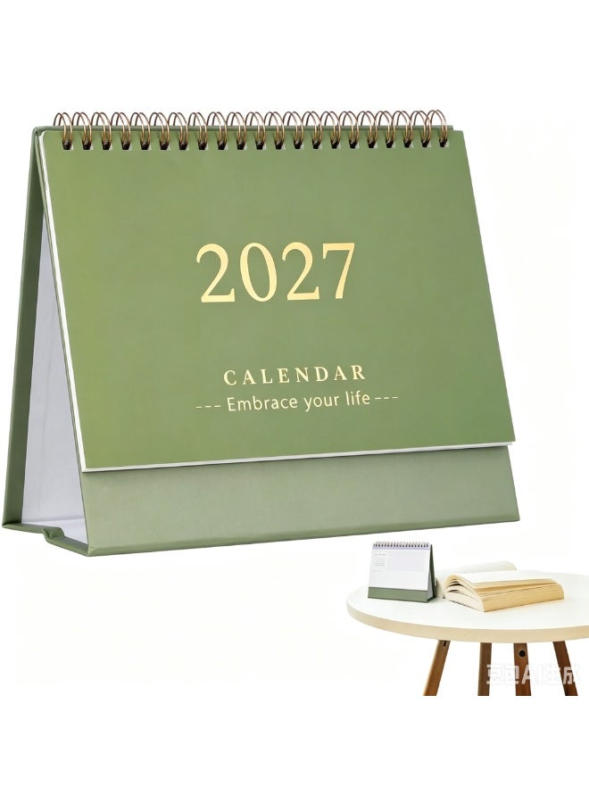 NIIMBOT Desk Calendar 2026-2027, Standing Flip Small Desk Calendar 2026/07-2027/12 Monthly Desktop Calendar Thick Paper Twin-Wire Binding for Home or Office (Green) - Image 3