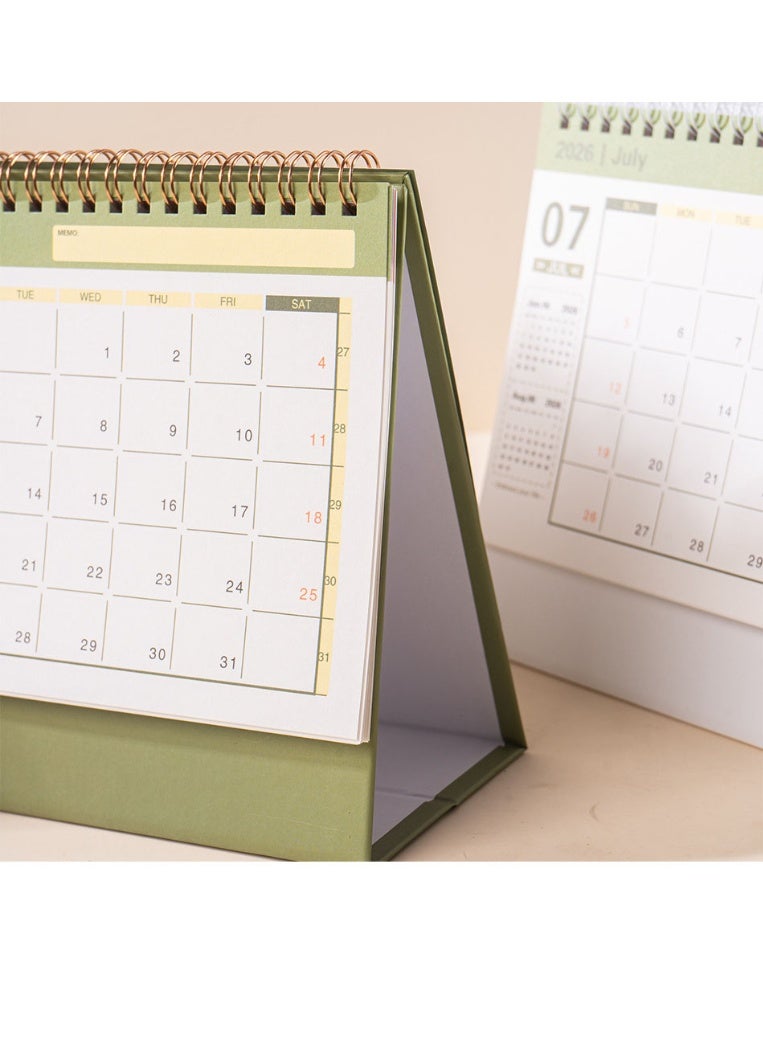 NIIMBOT Desk Calendar 2026-2027, Standing Flip Small Desk Calendar 2026/07-2027/12 Monthly Desktop Calendar Thick Paper Twin-Wire Binding for Home or Office (Green) - Image 4