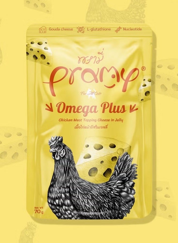 Pramy Cat Wet Food With Chicken And Cheese Flavor For All Life Stages- 12x70g - Enriched with Omega 3, 6 & 9 for Skin & Coat Health – High-Protein, Nutritious Wet Cat Food - Image 2