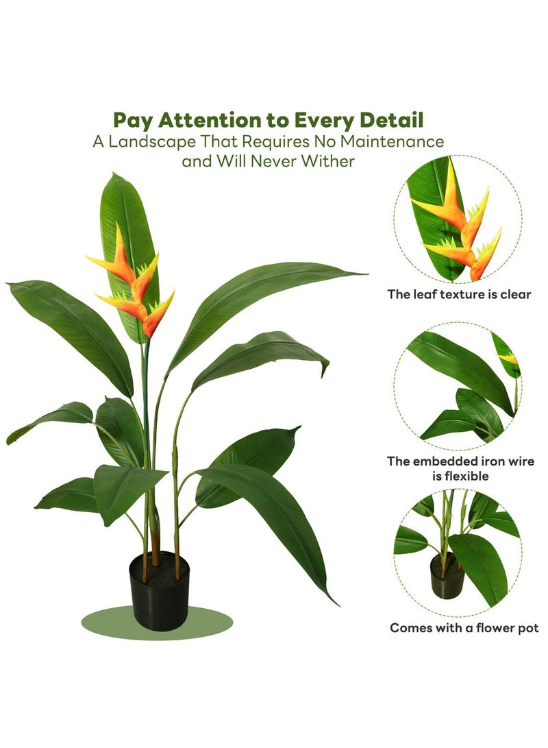 شاربدو نبتة طائر الجنة، طولها 120 سم، ذات 10 أوراق، نبتة خضراء اصطناعية مزروعة في أصيص، مناسبة لتنسيق الحدائق والديكورات الداخلية والخارجية. - Image 5