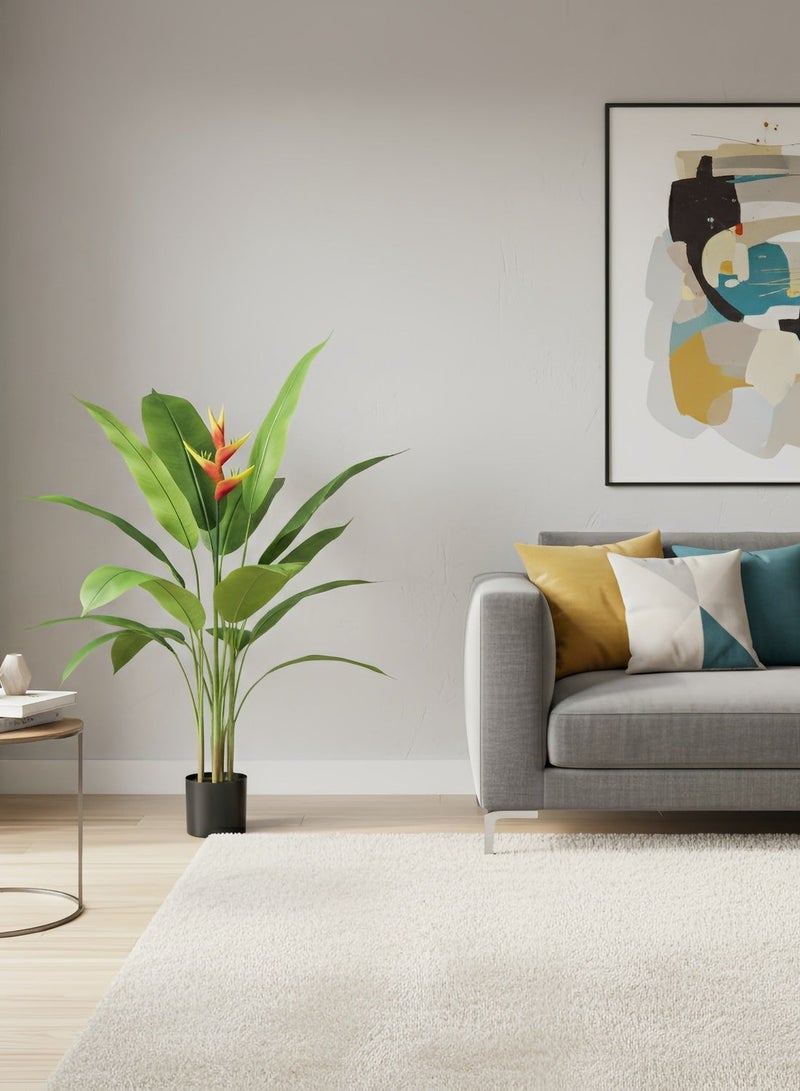 شاربدو نبتة طائر الجنة، طولها 120 سم، ذات 10 أوراق، نبتة خضراء اصطناعية مزروعة في أصيص، مناسبة لتنسيق الحدائق والديكورات الداخلية والخارجية. - Image 4