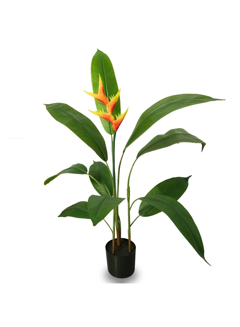 شاربدو نبتة طائر الجنة، طولها 120 سم، ذات 10 أوراق، نبتة خضراء اصطناعية مزروعة في أصيص، مناسبة لتنسيق الحدائق والديكورات الداخلية والخارجية. - Image 1