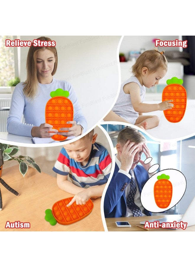 FunBlast Pop It Fidget Toy, Autism Special Needs Silicone Stress Reliever, Squeeze Sensory Toy (Carrot) - Image 5