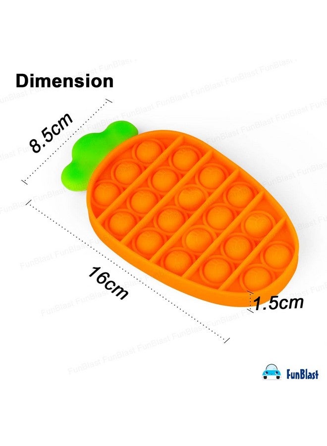 FunBlast Pop It Fidget Toy, Autism Special Needs Silicone Stress Reliever, Squeeze Sensory Toy (Carrot) - Image 2