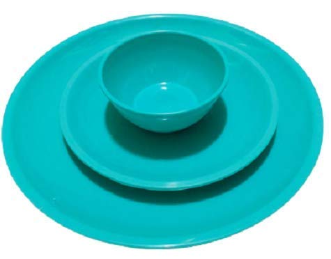 Everbuy Dinner Set of 12 psc Exclusive, Microwave Safe Round Dinner Set. 3 Big Plates, 3 Small Plates,6 Small Bowls (Sea Green) - Image 1