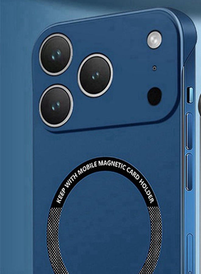 Magnetic  Case for  iPhone 17 Pro ， Raised Camera Lens Protector，without Edges，Ultra Slim，Support Wireless Charging，Solid Color Premium Shockproof Protective iPhone 17 Pro Cover，Blue - Image 3