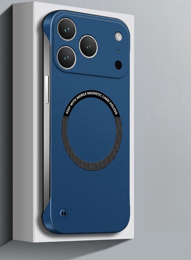 Magnetic  Case for  iPhone 17 Pro ， Raised Camera Lens Protector，without Edges，Ultra Slim，Support Wireless Charging，Solid Color Premium Shockproof Protective iPhone 17 Pro Cover，Blue - Image 2
