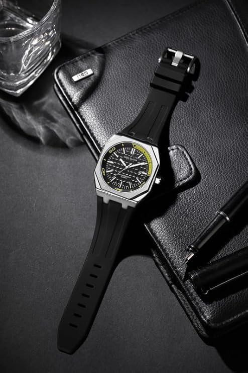 Daniel Hechter Paris Monceau Collection Analoge Watch for Men with Textured Octagone Dial and Silicon Strap-DHM1008 (Multicolor) - Image 4
