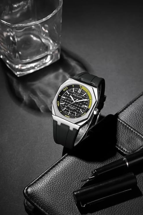 Daniel Hechter Paris Monceau Collection Analoge Watch for Men with Textured Octagone Dial and Silicon Strap-DHM1008 (Multicolor) - Image 3