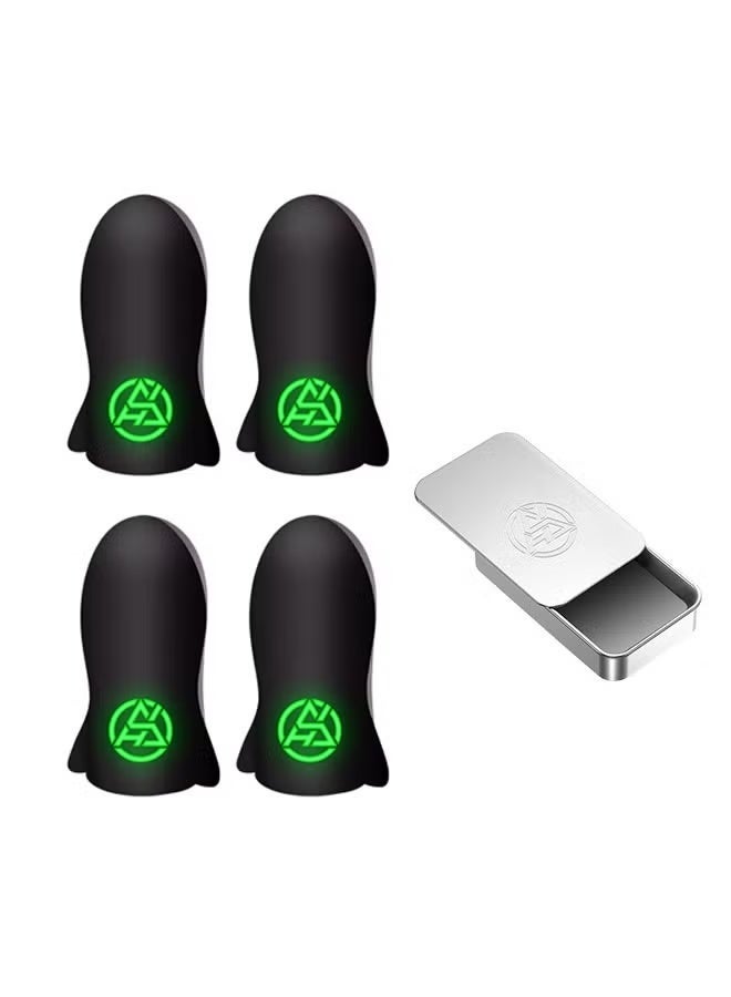 4-Pack Mobile Gaming Finger Sleeves - High Sensitivity Touchscreen Gaming Gloves, Fluorescent Green at Night, Sweat-Proof Breathable Seamless Thumb Gloves for PUBG, Free Fire, Call of Duty, and Smartphone Esports - Image 2