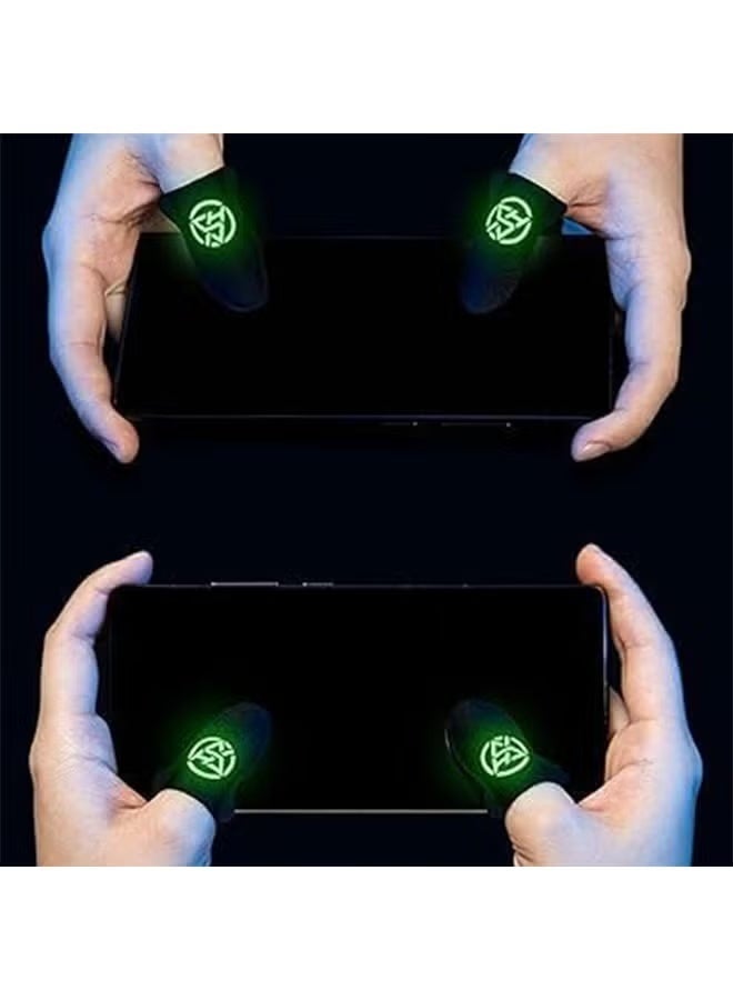 4-Pack Mobile Gaming Finger Sleeves - High Sensitivity Touchscreen Gaming Gloves, Fluorescent Green at Night, Sweat-Proof Breathable Seamless Thumb Gloves for PUBG, Free Fire, Call of Duty, and Smartphone Esports - Image 4