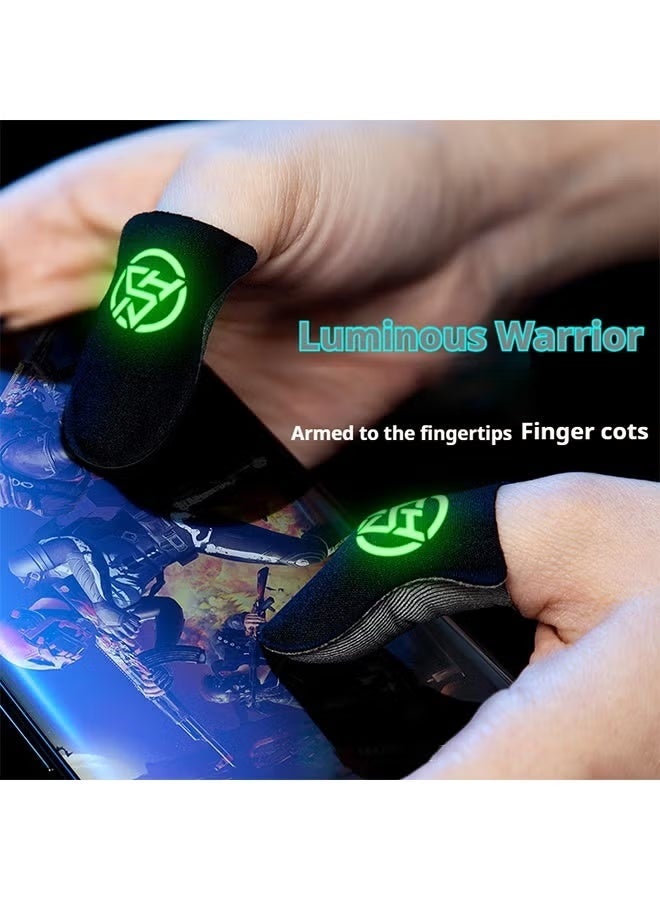 4-Pack Mobile Gaming Finger Sleeves - High Sensitivity Touchscreen Gaming Gloves, Fluorescent Green at Night, Sweat-Proof Breathable Seamless Thumb Gloves for PUBG, Free Fire, Call of Duty, and Smartphone Esports - Image 5