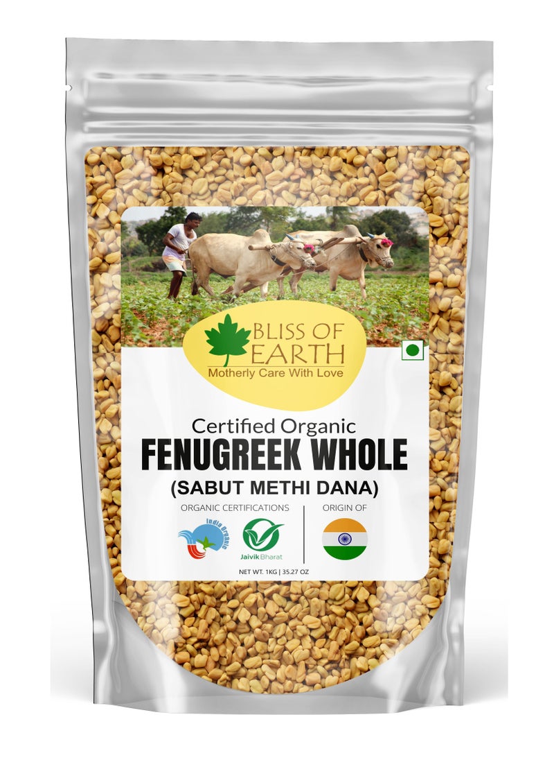 BLISS OF EARTH - 1kg Fenugreek Seeds Sabut Methi Dana Spices & Masala Boosting Metabolism & Immunity Weight Loss Healthy Cooking - Image 1