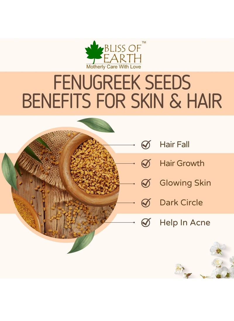 BLISS OF EARTH - 1kg Fenugreek Seeds Sabut Methi Dana Spices & Masala Boosting Metabolism & Immunity Weight Loss Healthy Cooking - Image 1