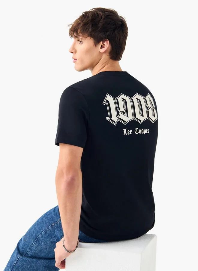 Lee Cooper Graphic Print Crew Neck T-shirt with Short Sleeves
