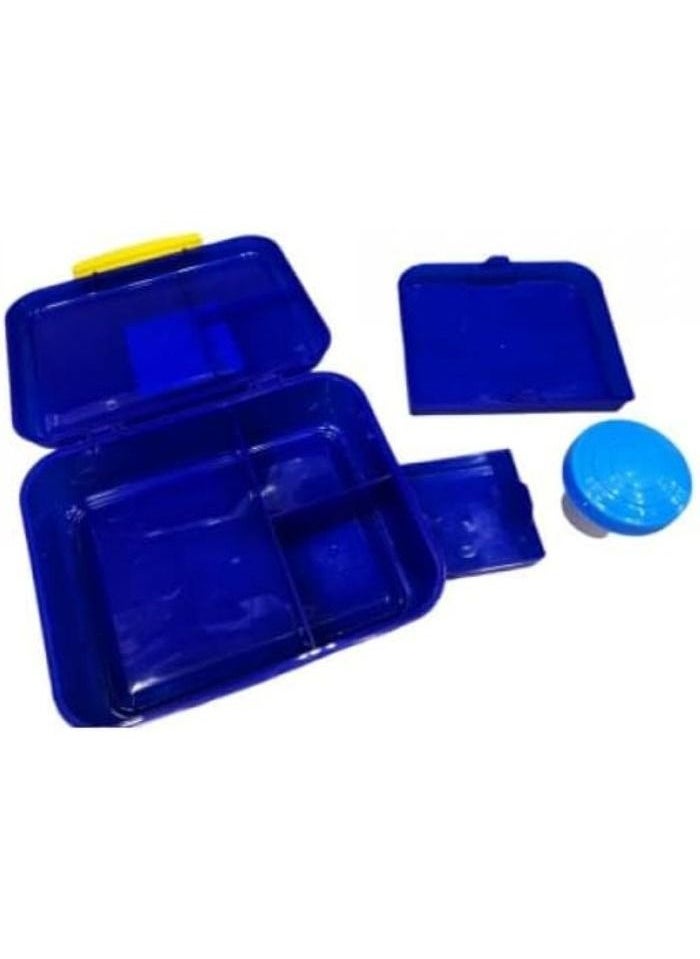 Lunch box consisting of 5 sections with a bowl of fruit-flavored yogurt for boys and girls without polypropylene - safe (dark blue)