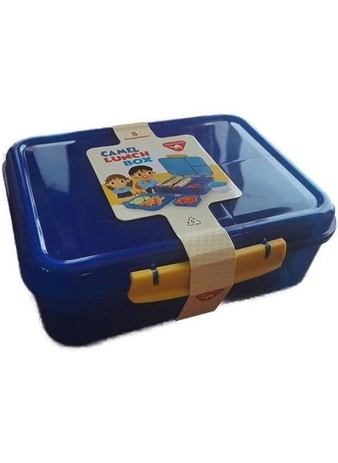 Lunch box consisting of 5 sections with a bowl of fruit-flavored yogurt for boys and girls without polypropylene - safe (dark blue)