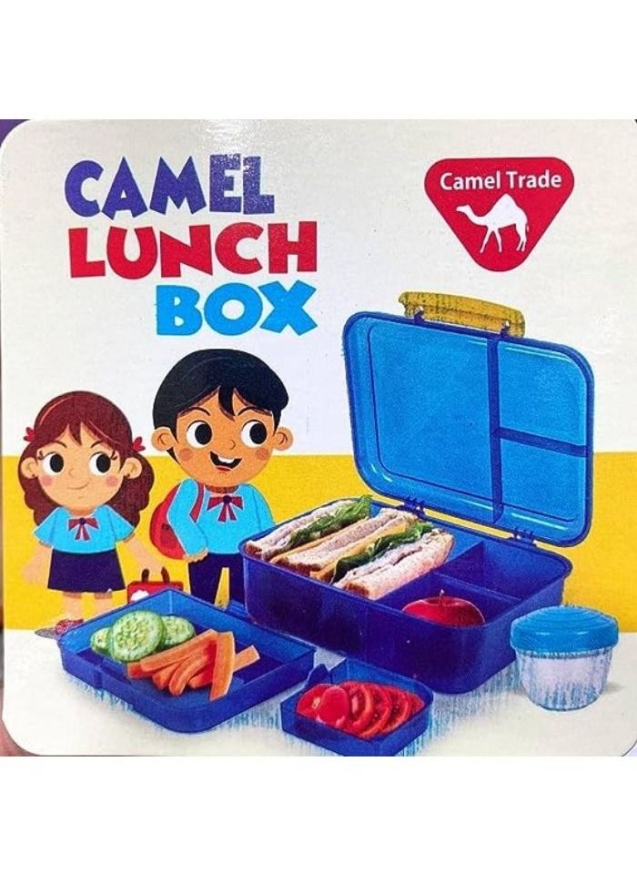 Lunch box consisting of 5 sections with a bowl of fruit-flavored yogurt for boys and girls without polypropylene - safe (dark blue)