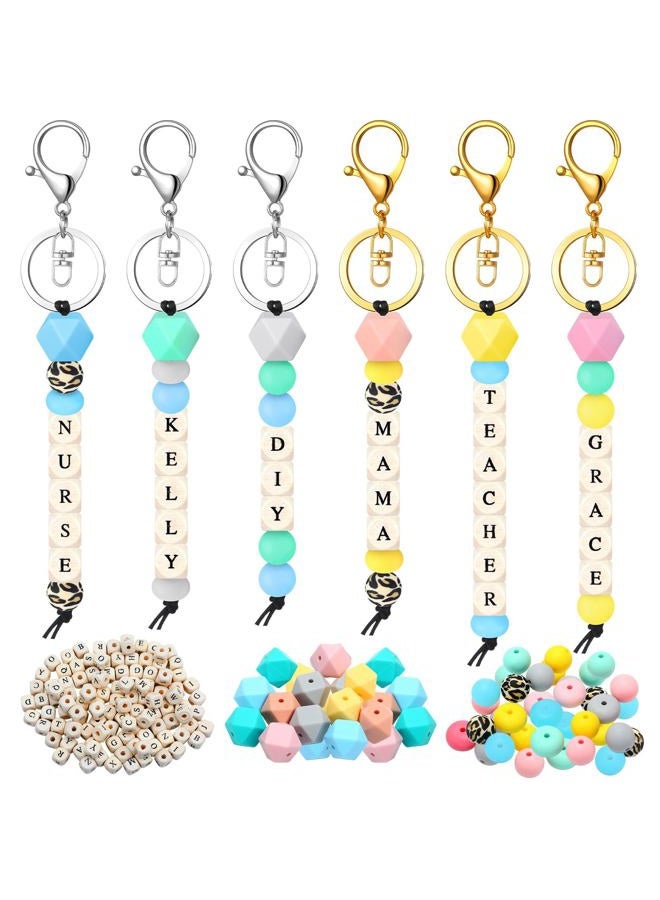 Landical 342 Pcs Silicone Beads for Keychain Making Kit Personalized Letter Beads for DIY Key Ring Women Mama Gift, Cute, as shown - Image 1