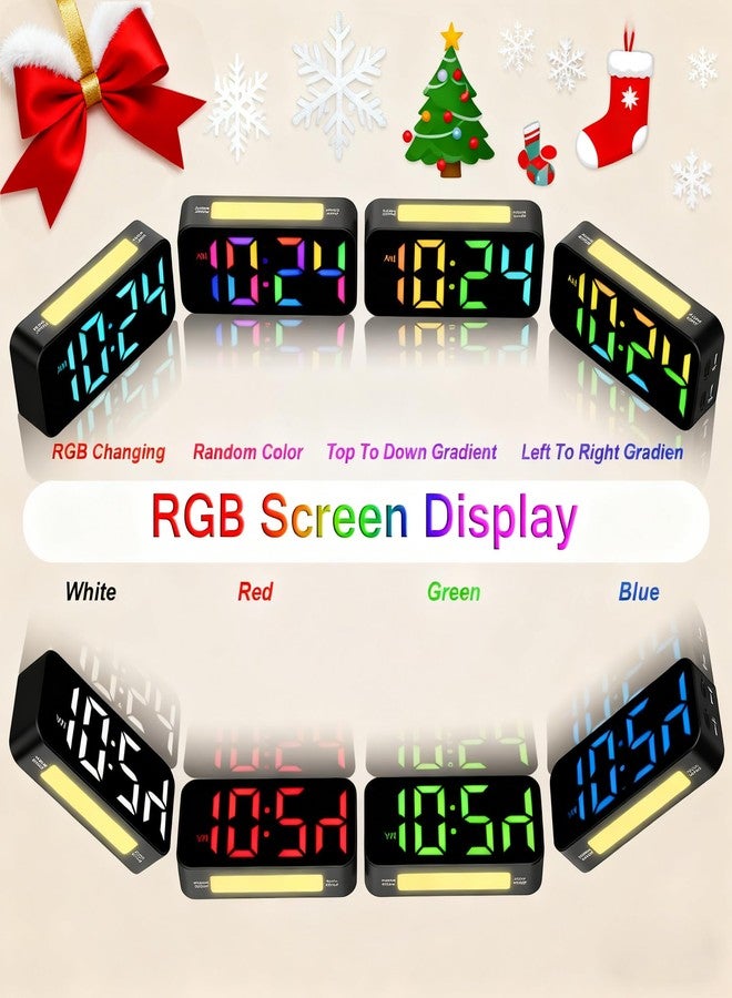 Topski Loud Alarm Clocks for Bedrooms Heavy Sleepers, Plug-in Digital Bedside Clock with RGB Night Light, Large Display, Dual Alarm, Snooze, Dimmable, 3 Volumes - Image 3