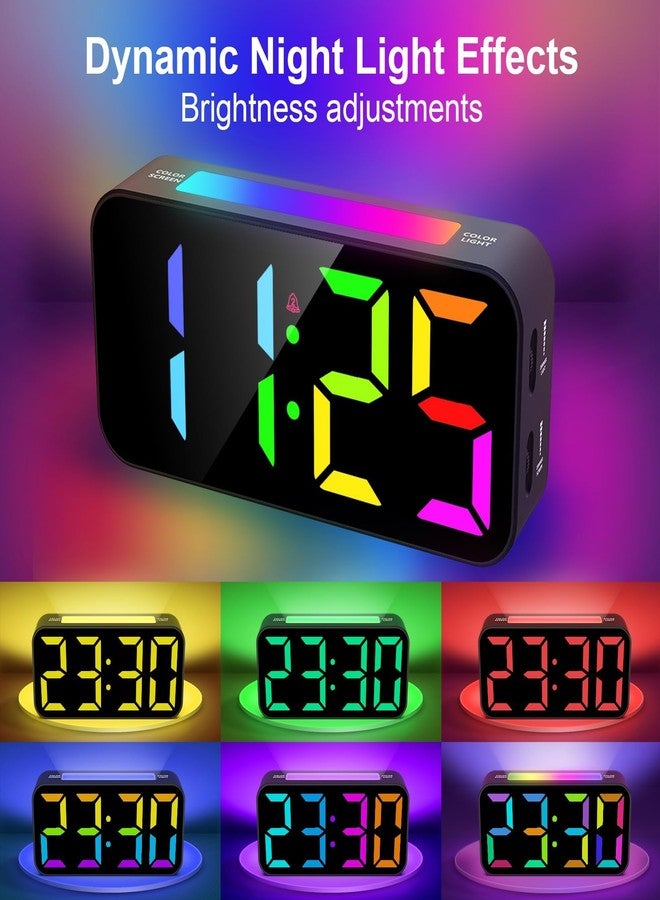 Topski Loud Alarm Clocks for Bedrooms Heavy Sleepers, Plug-in Digital Bedside Clock with RGB Night Light, Large Display, Dual Alarm, Snooze, Dimmable, 3 Volumes - Image 2