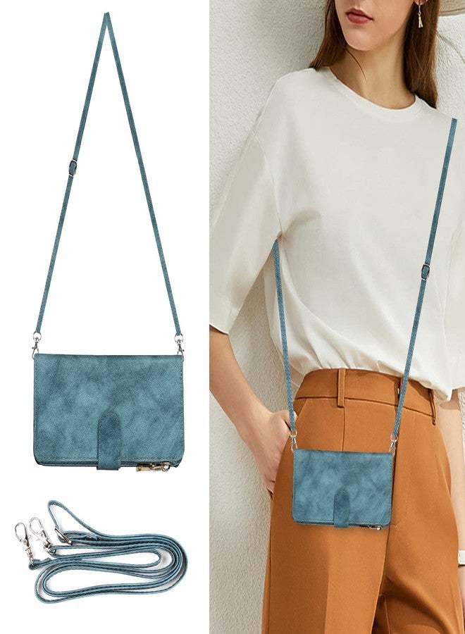 iCoverCase for Motorola Moto G Play 2021 Wallet Case with Card Holder, Kickstand Feature PU Leather Case with Adjustable Crossbody Lanyard Magnetic Clasp Zipper Pocket Flip Cover (Blue) - Image 3