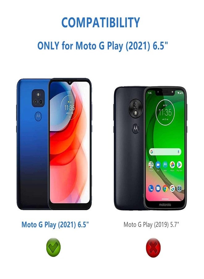 iCoverCase for Motorola Moto G Play 2021 Wallet Case with Card Holder, Kickstand Feature PU Leather Case with Adjustable Crossbody Lanyard Magnetic Clasp Zipper Pocket Flip Cover (Blue) - Image 2