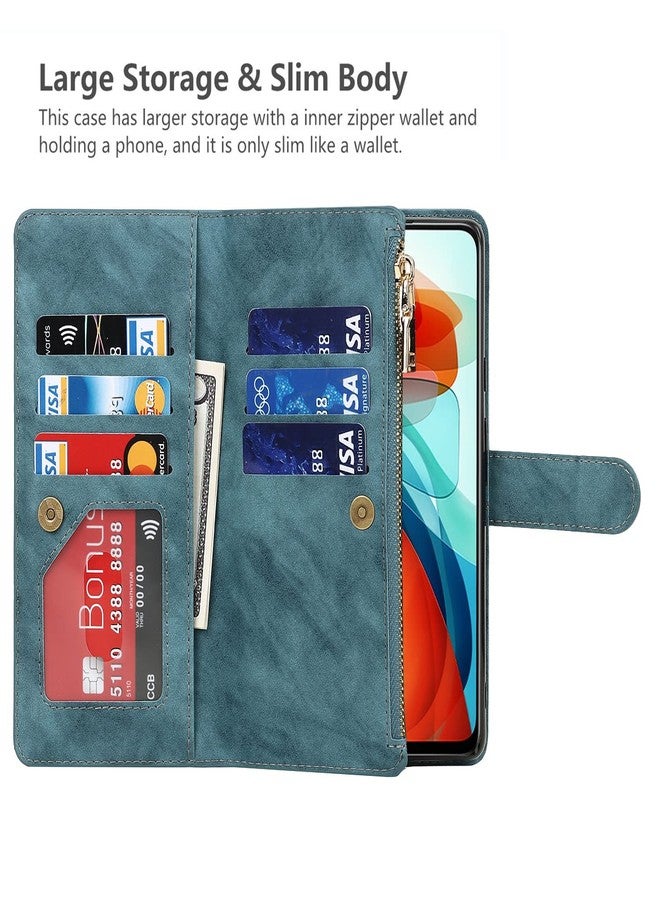 iCoverCase for Motorola Moto G Play 2021 Wallet Case with Card Holder, Kickstand Feature PU Leather Case with Adjustable Crossbody Lanyard Magnetic Clasp Zipper Pocket Flip Cover (Blue) - Image 4