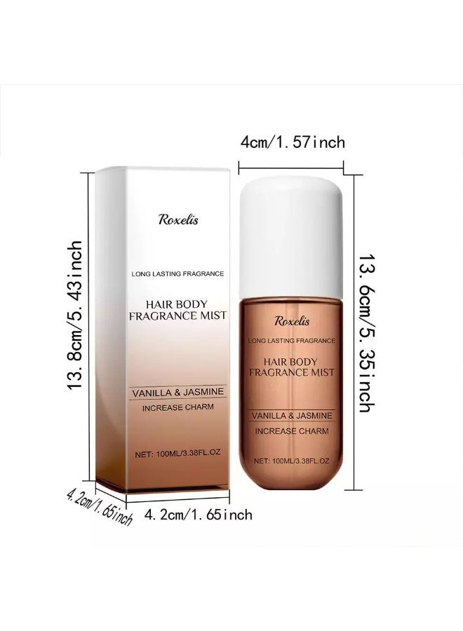 Roxelis 100ml Hair Body Fragrance Mist Long Lasting Fragrance Perfume Spray Haircare Refreshing Body Moisturizing Hydrating Soft Hair Care Spray Vanilla and Jasmine - Image 5