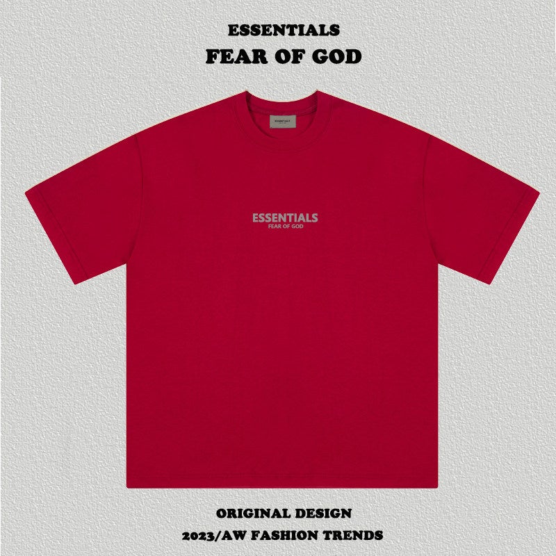 FOG American street double line essentials slogan reflective letter print short-sleeved high street loose trendy T-shirt - Image 1