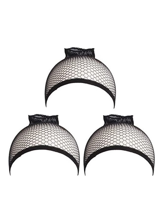 NIBEMINENT 3-Piece Elastic Open End Wig Cap Set Black 3 x 7.2inch