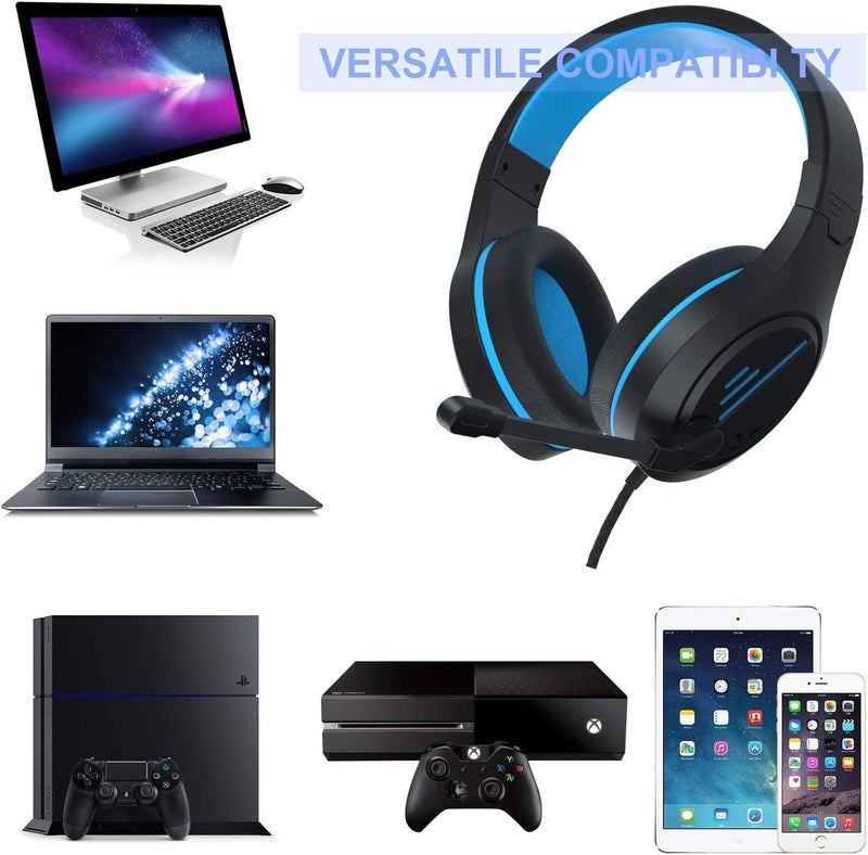 Anivia MH601 Blue Headphones with Microphone Wired Headset with Active Noise Canceling Microphone, 3.5mm Audio Jack Stereo Headphone (Game/Work/School) - Image 5