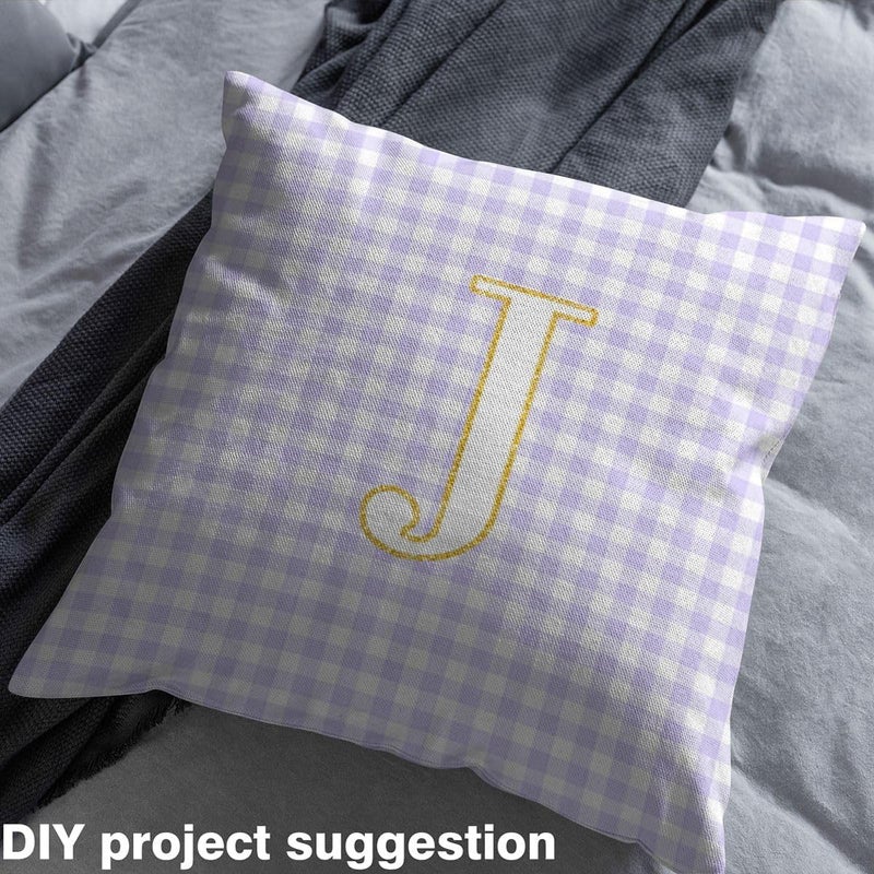 Erosebridal Initial J Letter Upholstery Fabrics Purple Checkered Outdoor Fabric By The Yard 2 Yard Plaid Geometric Checkerboard Waterproof Fabric for Chairs Grids Alphabet Indoor Home DIY Decor - Image 5