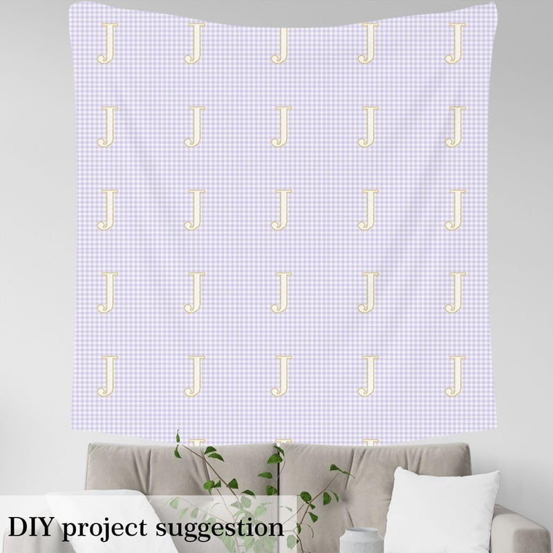 Erosebridal Initial J Letter Upholstery Fabrics Purple Checkered Outdoor Fabric By The Yard 2 Yard Plaid Geometric Checkerboard Waterproof Fabric for Chairs Grids Alphabet Indoor Home DIY Decor - Image 4