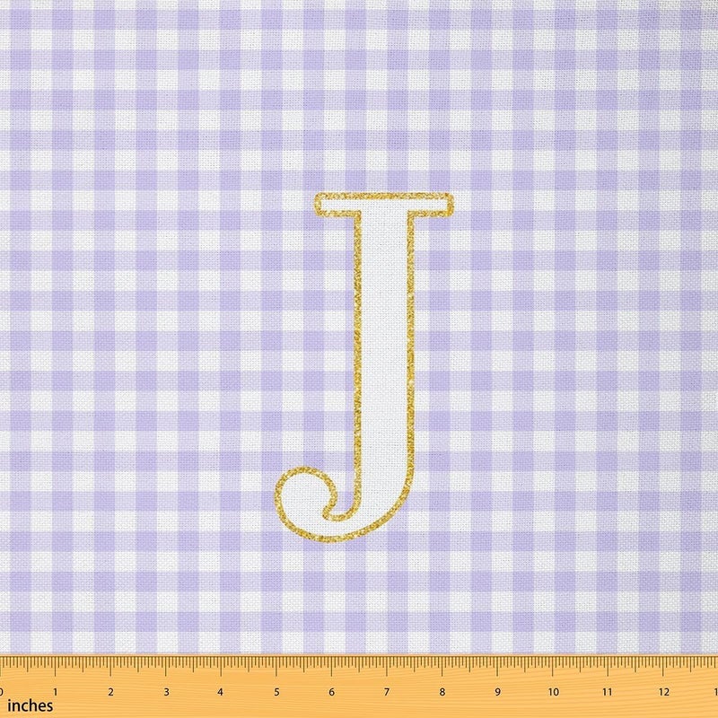 Erosebridal Initial J Letter Upholstery Fabrics Purple Checkered Outdoor Fabric By The Yard 2 Yard Plaid Geometric Checkerboard Waterproof Fabric for Chairs Grids Alphabet Indoor Home DIY Decor - Image 1
