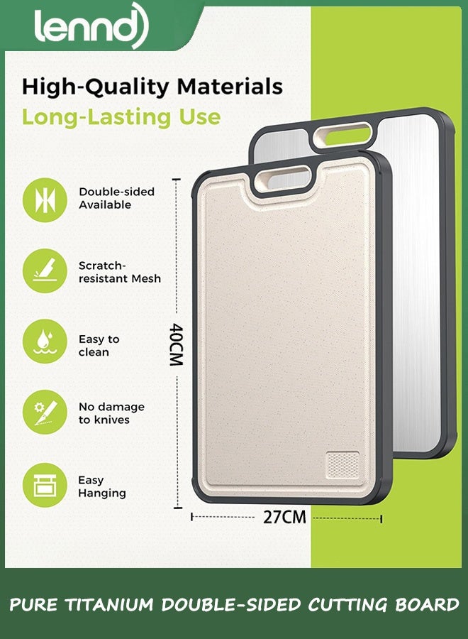 LENND Titanium Cutting Boards for Kitchen, Cutting Board Double Sided Food Grade, Pure Titanium and Wheat Straw PP, Dishwasher Safe Easy to Clean Large Size. - Image 5