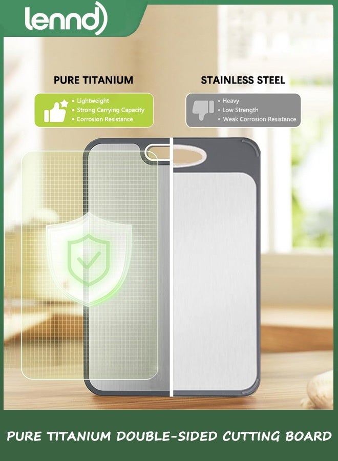 LENND Titanium Cutting Boards for Kitchen, Cutting Board Double Sided Food Grade, Pure Titanium and Wheat Straw PP, Dishwasher Safe Easy to Clean Large Size. - Image 3