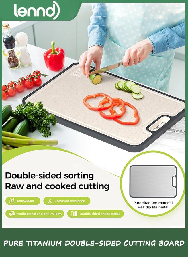 LENND Titanium Cutting Boards for Kitchen, Cutting Board Double Sided Food Grade, Pure Titanium and Wheat Straw PP, Dishwasher Safe Easy to Clean Large Size. - Image 2