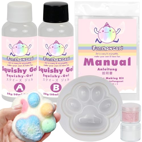 FUNSHOWCASE Taba Squishy Kit Set Liquid Gel3 Paw Silicone MoldFlocking - Image 1