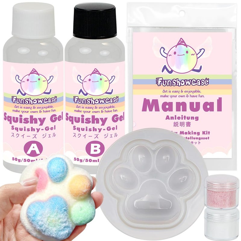 FUNSHOWCASE Taba Squishy Kit Set Liquid Gel3 Paw Silicone MoldFlocking - Image 2