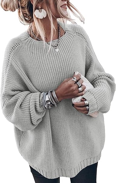 SAUKOLE Women’s Trendy Sweaters to Wear with Leggings Causal Mock Neck Batwing Sleeve Fall Cute Oversized Knit Tops - Image 1