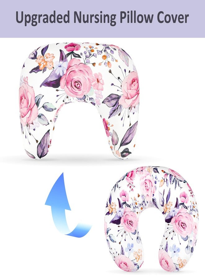 Pea Pod Nursing Pillow Cover, Soft Stretchy Nursing Cover for New-Designed Breastfeeding Pillow, Removable Feeding Slipover for Baby Boy and Girls, Pink Floral Pattern - Image 2