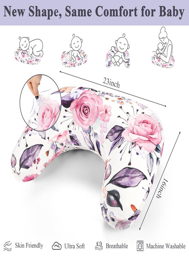 Pea Pod Nursing Pillow Cover, Soft Stretchy Nursing Cover for New-Designed Breastfeeding Pillow, Removable Feeding Slipover for Baby Boy and Girls, Pink Floral Pattern - Image 4