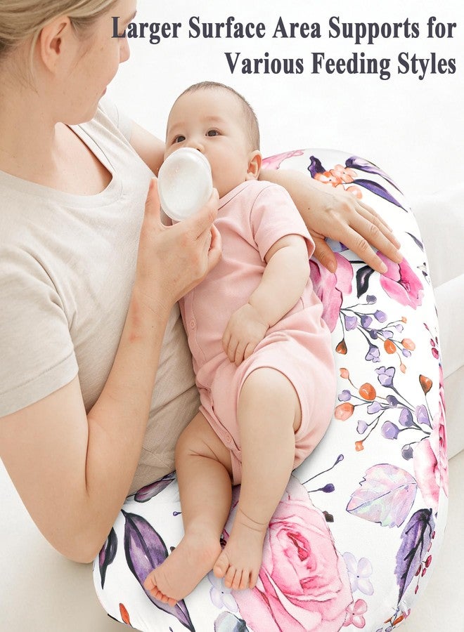 Pea Pod Nursing Pillow Cover, Soft Stretchy Nursing Cover for New-Designed Breastfeeding Pillow, Removable Feeding Slipover for Baby Boy and Girls, Pink Floral Pattern - Image 3