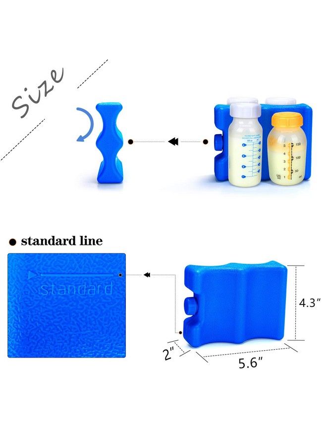LUXJA أكياس ثلج قابلة لإعادة الاستخدام لتخزين حليب الثدي (عبوة من 2) أكياس ثلج لزجاجات حليب الثدي للأمهات العاملات (تناسب 4 5 أونصات) زرقاء - Image 3