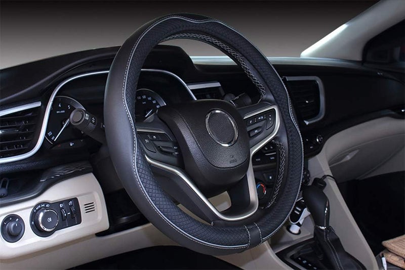 Mayco Bell Microfiber Leather Steering Wheel Cover for Trucks (17.5-18'', Black Gray) - Image 2