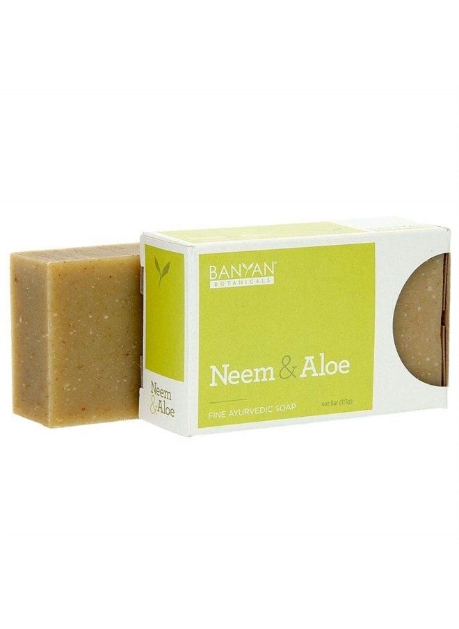 Banyan Botanicals Organic Neem & Aloe Soap - With Wheat Grass Powder, Vetiver Essential Oil & Rosemary Extract - 4 oz - Cooling & Soothing Blend that Gently Exfoliates the Skin  - Image 4